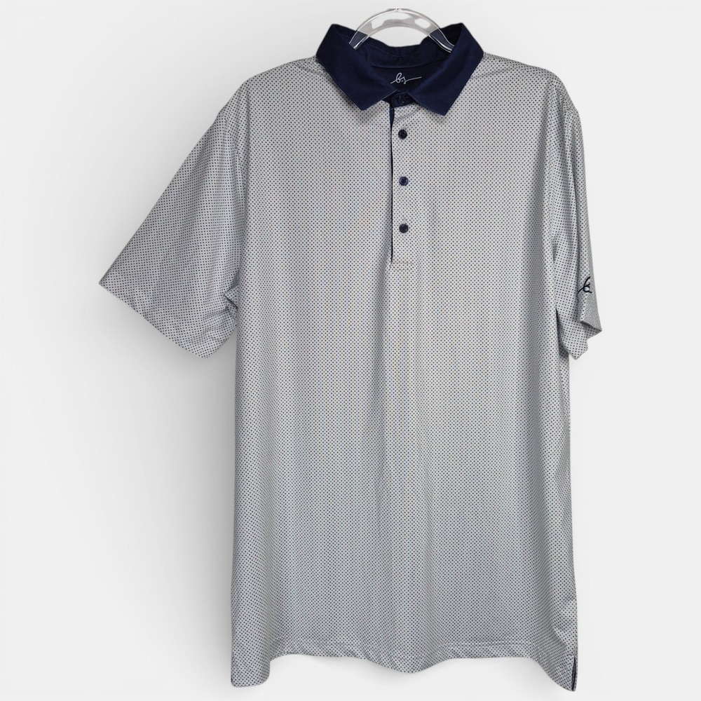 Boston Scott Golf Polo Shirt Mens XL White Micro Dot Performance Modern Fit UPF